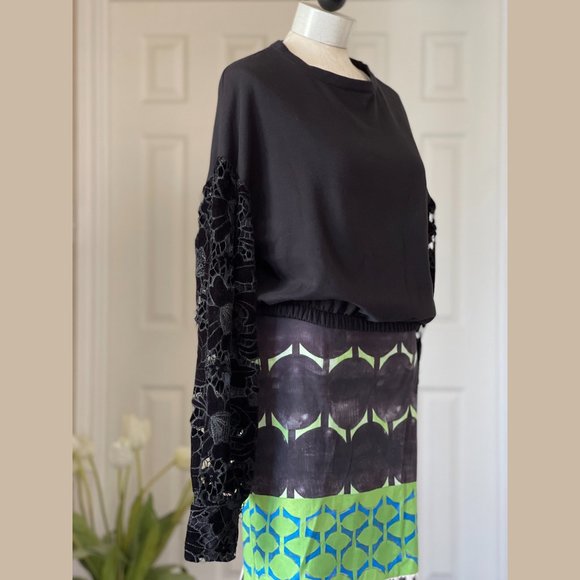 Zara Black Long Loose Crochet Sleeve Crop Top - Picture 2 of 9